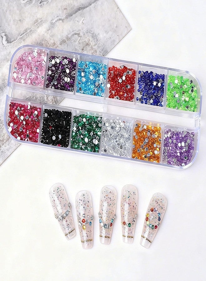 Nogeqi 3000PCS Nail Gems and Rhinestones, Multicolor 2mm Gemstones for Nails, Flat Back Rhinestone Nail Charms for Nailart Makeup Crafting (12 Colors) - Image 5